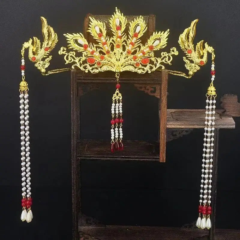 Heavenly Officials Bless Crown Prince Joy God Yue Shen's Wedding Dress Hair Crown Xie Lian Hair Crown Cosplay Han Fu Halloween