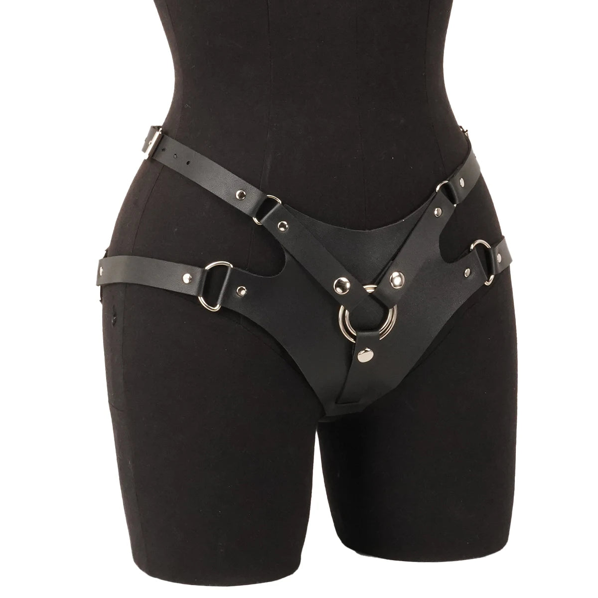 Sexy lingerie, PU leather ring, D-shaped ring, couple's gaming equipment, erotic clothing, punk style, carnival style, holiday w