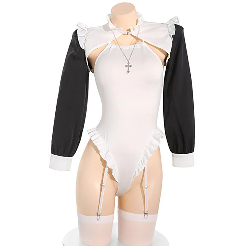 AniLV Anime Game Girl Convent Nun Uniform Women Maid Bodysuit Outfits Cosplay Halloween Costumes