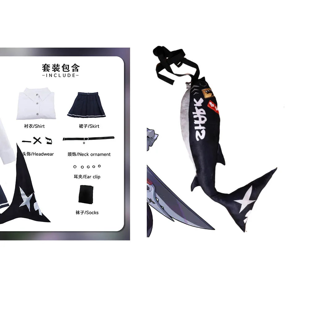 Zenless Zone Zero Ellen Joe Cosplay Costume Tail JK Dress Uniform Necklace Victoria Housekeeping Halloween Party for Women Prop