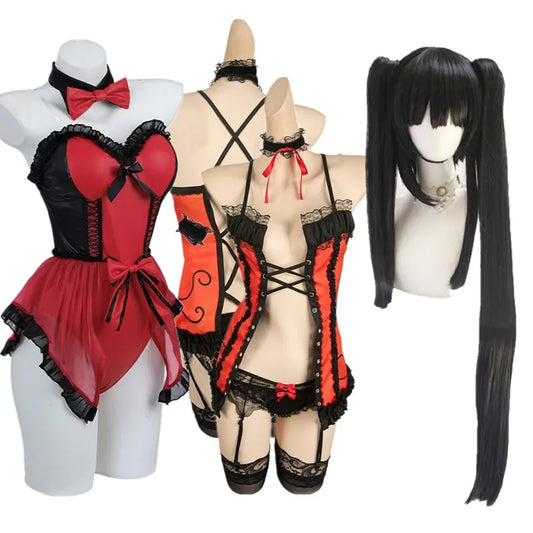 DATE Anime A LIVE Tokisaki Kurumi Cosplay Costume Adult Women Bunny Girls Jumpsuit Wig Outfits Halloween Carnival Party Suit