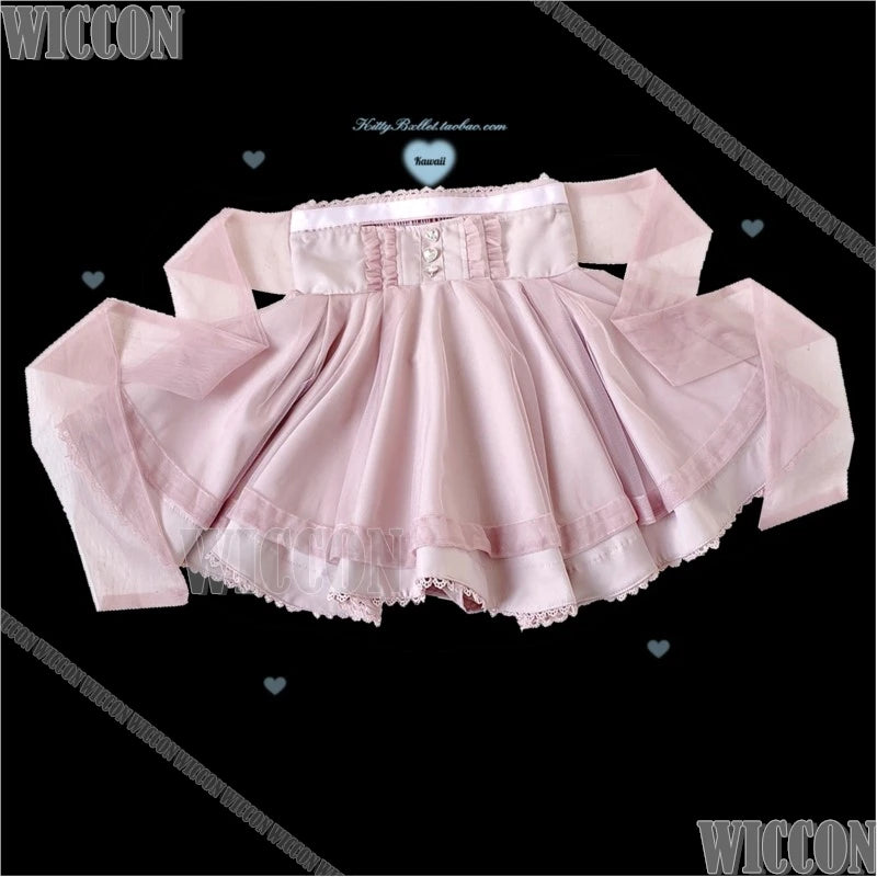 Jirai Kei Gauzy Skirt Cosplay Costume Kawaii 360-degree Hemline Skirt Sweet Cute Dress Girl Women Christmas Holloween Customized