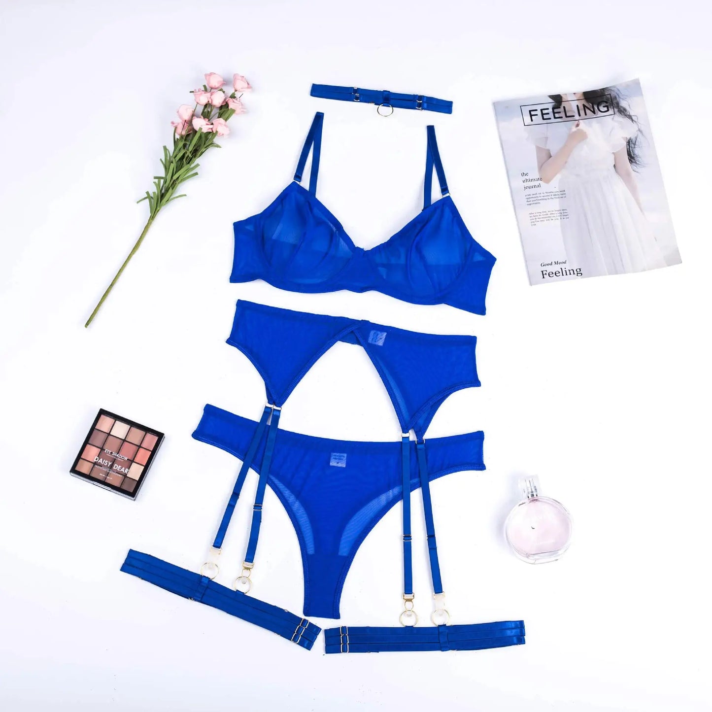 Ashburn Sexy Erotic Lingerie Underwear Bra Garters Brief Sets -multiple colors Women's Transparent Lace Seamless Mesh See-through Underwear New