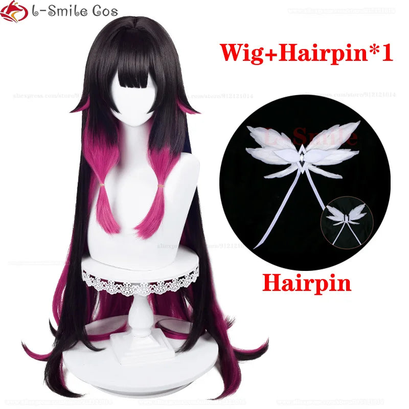 Game Fatui Cosplay Columbina Wig 105cm Long Gradient Heat Resistant Synthetic Hair Anime Party Wigs + Wig Cap