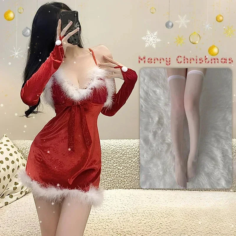 Christmas Sexy Lingerie Dress Sweet Bunny Girl Costume Rabbit Woman Set Cosplay Costume Role Play Uniform Stage Performance Set