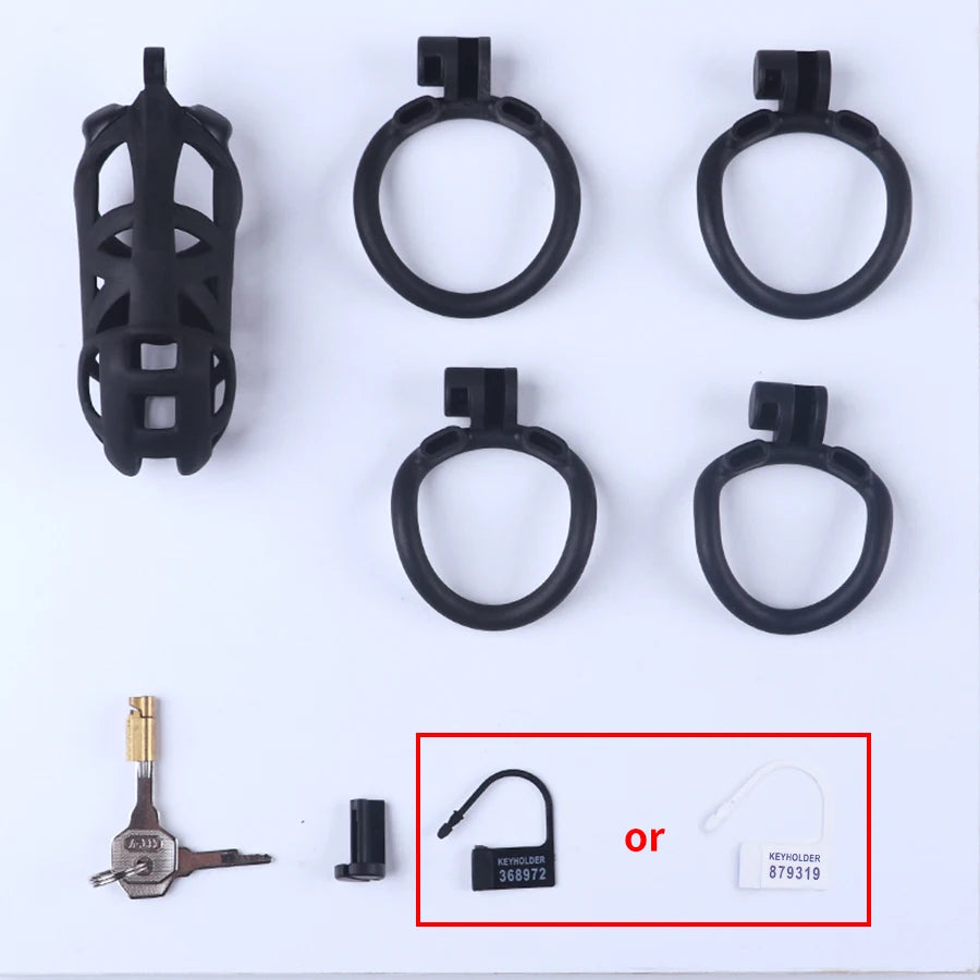 Chastity Men's Lock Chaste Vessel Black Light Pvc Penile Ring Snap Ring Multi Size Cage SM Sex Toys BDSM Pink Valentines Day Bds