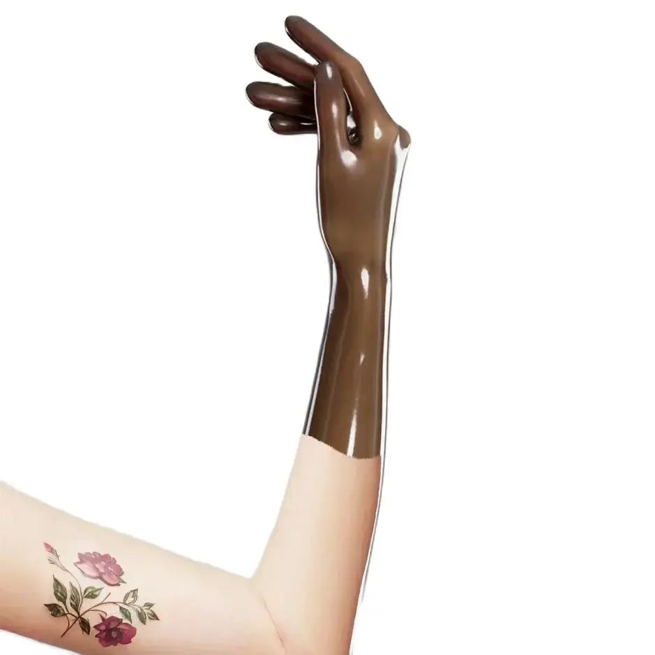 latex fetish gloves women  gummi wetlook long opera sexy glooves