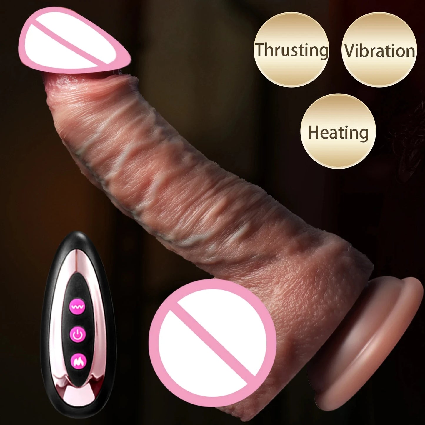 ASHBURN Realistic Dildo WARM Thrusting Vibrator W/Remote Control Sex toys
