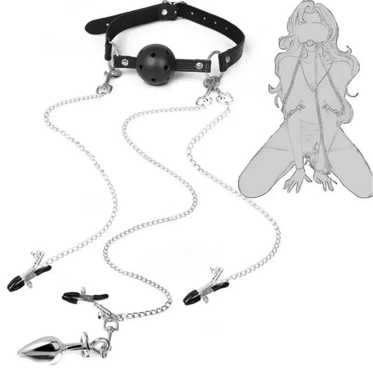 Metal Nipple Clamp With Sexy Chain For Women Fetish To Breast Labia Clip Anal Stimulation Massager BDSM Bondage Kit Sex Products