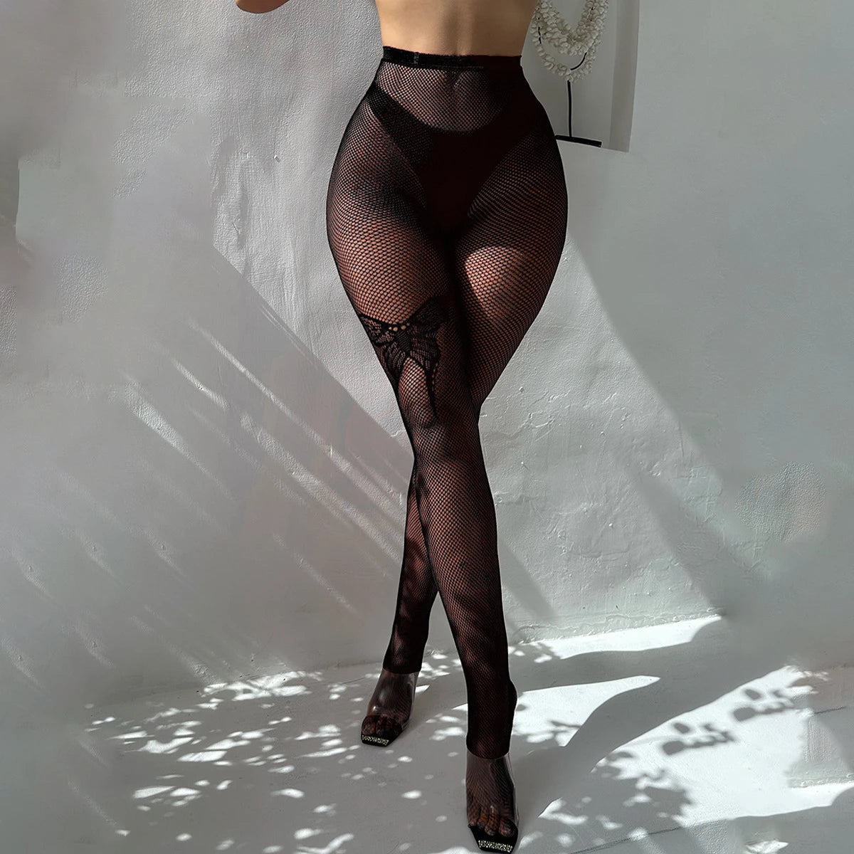 Single Butterfly Erotic Pantyhose for Women's Lingerie Sexy Thigh High Stockings Fishnet Long Legging Black Red Porn Tights