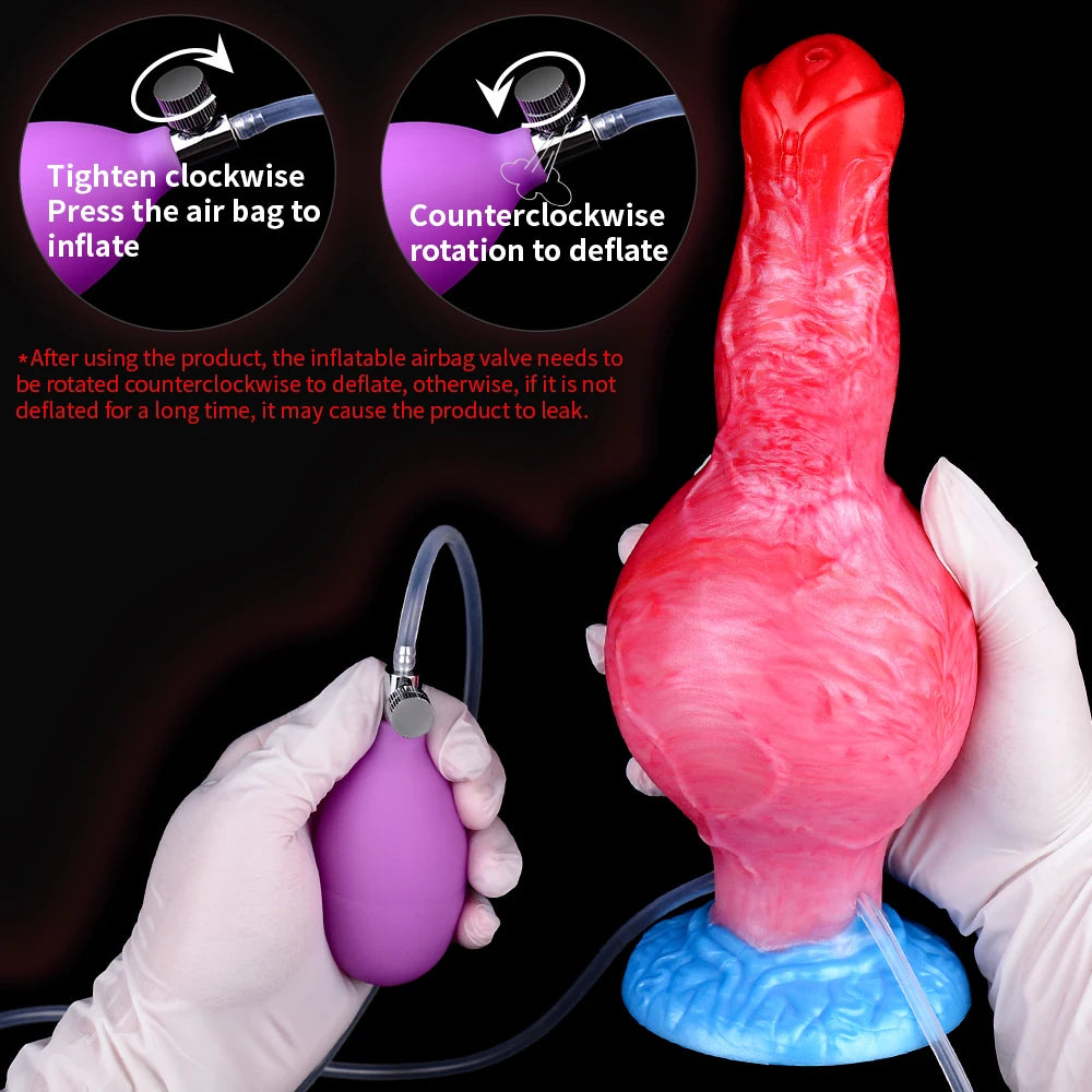 ASHBURN Squirting-Inflatable Fantasy Knot Dildo for Women Men with Quick Release Valve Stretch