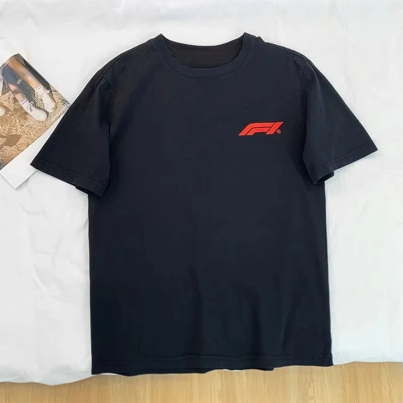 2025 New F1 Racing T-Shirt Men Women Short Sleeve 100% Cotton Round Neck Casual Trendy Printed Summer Tee