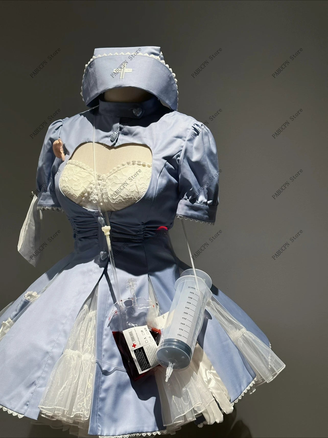 Little Nurse Halloween Special Edition Lolita Op Dark Dyed Blood Cosplay Dress Women Short Sleeve Slim A Line Above Knee Dresses