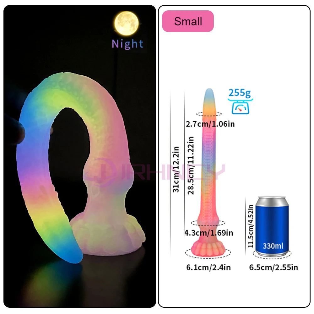ASHBURN Super Huge Luminous Long Butt Plug Silicone Dildo Octopus Tentacles Anal Plug Dildo, Prostate Massage, BDSM Dilatador, 33"