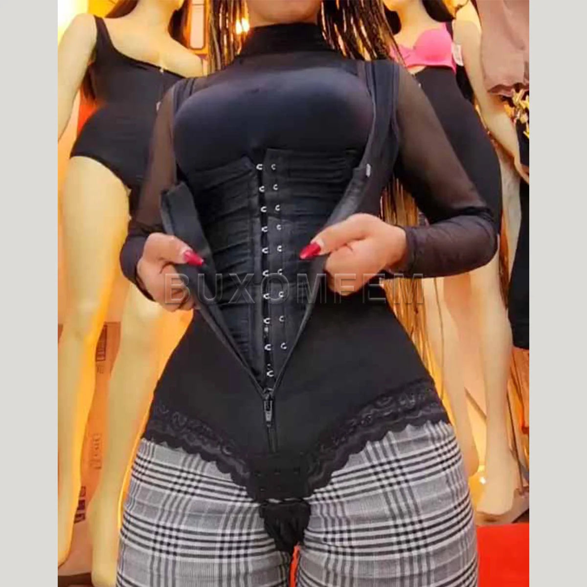 Waist Trainer Fajas Colombianas Reductoras Y Moldeadora for Women Body Shaping Corset with Double Layer Compression & Hook Eyes