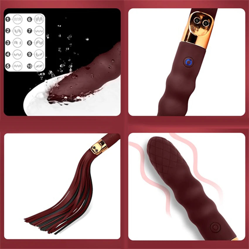 BDSM Toys Slave Whip Vibrator Clitoris Stimulator 2 in 1 Spanking Bondage Extreme Sex Toys Flirt Adults for Women Couples Game