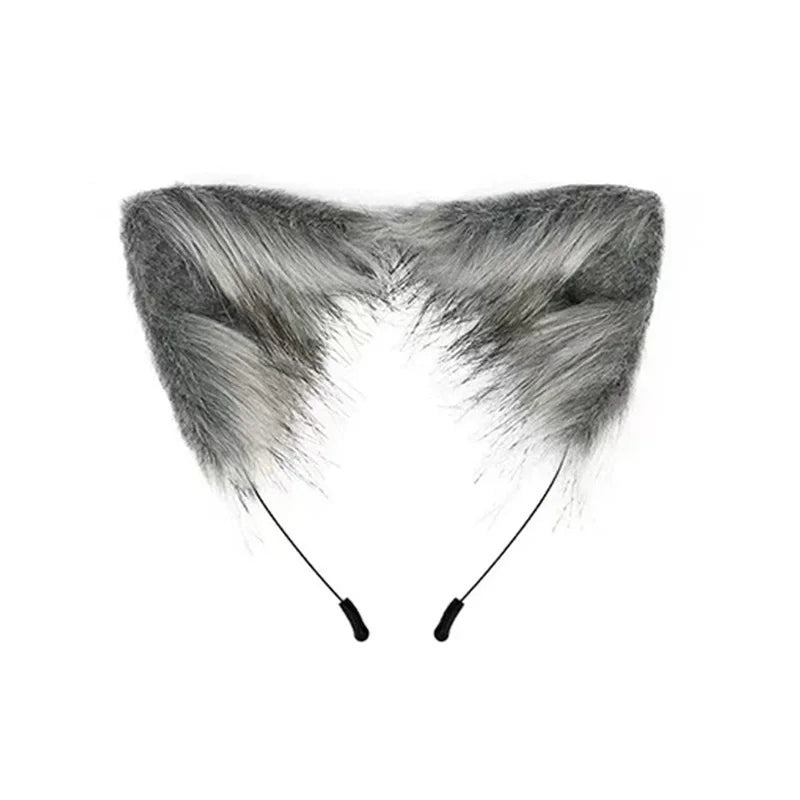 Fox Cat Ears Mask+Tail +Gloves，Fluffy Animal Headwear Ears Hairpin+Tail +Bell，Hair Hoop Set for Halloween Cosplay Accessories