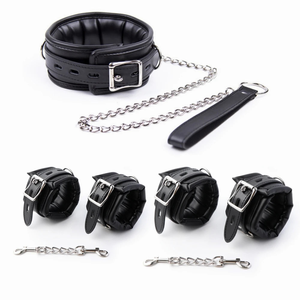 Bondage Kits Extendable Products Leather Restraint Set Handcuffs Ankle Cuffs Bdsm Toys For Couples Women 18 Adult Games