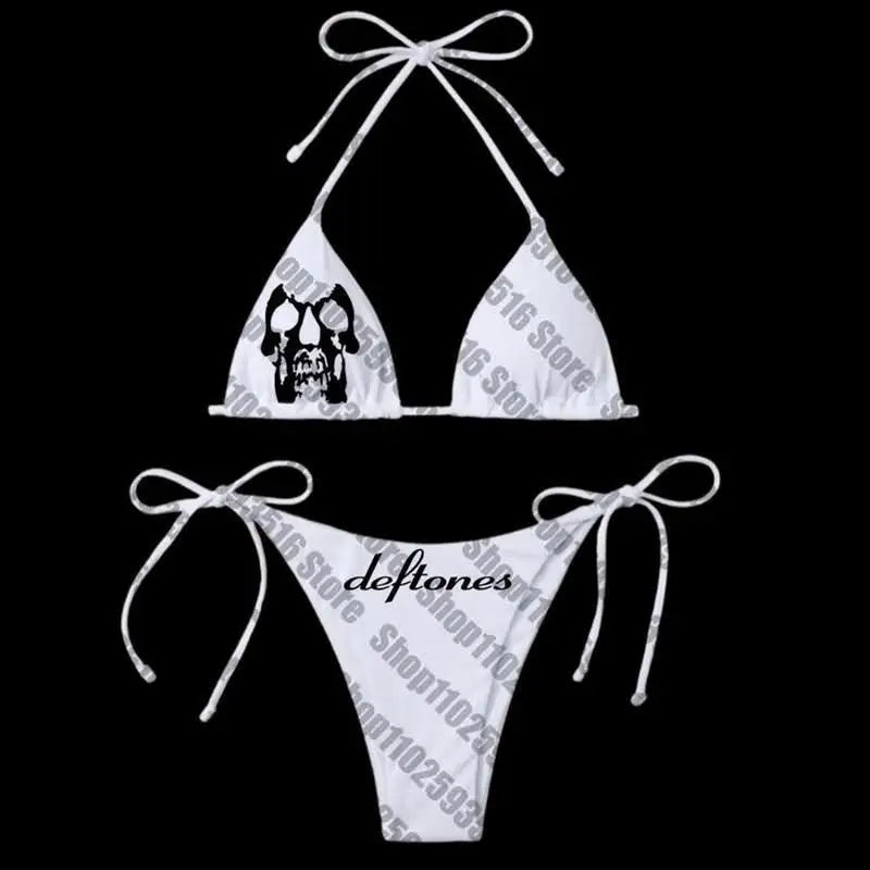 Sexy Women skeleton Y2k Graphic Swimwear Bikini Set Bra Tie Side G-String Thong Beach e Suit Swimsuit Bathing Suit Swimming Suit