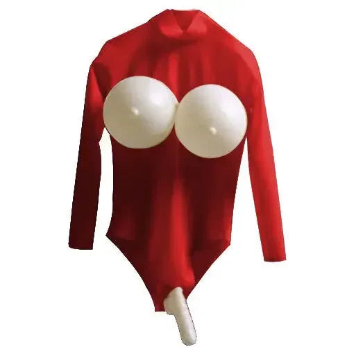 Cosplay Handmade Unisex Latex Rubber Catsuit Halloween Chest inflation Masquerade Clubs