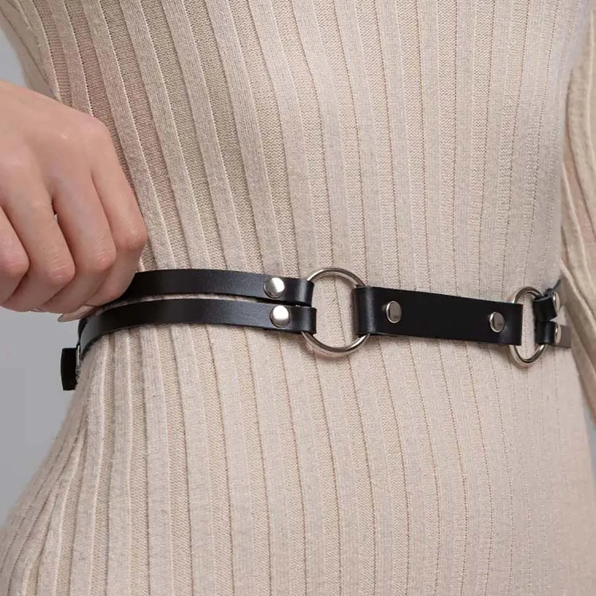 Women Fashion Pu Leather Harness Waist Belt Punk Decorative Waist Belt Straps Harness for Women Gothic Clothing Accessories