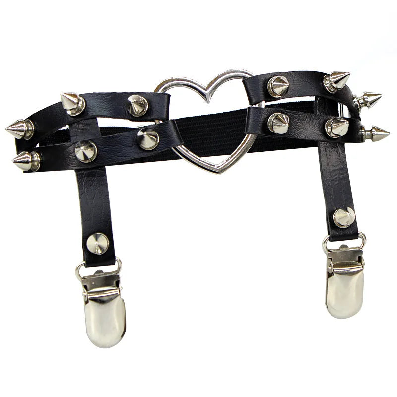 Women Sexy Leather Thigh Garter Belt Pu Punk Elastic Harness Leg Strap Goth Stocking Leglet Belt Garters Suspender For Girl