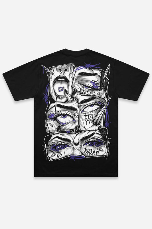 Hip Hop Street Punk Men's T-shirt Pray for The Rave Overszied Graphics Tee Heavy Cotton Gothic Dark Short Sleeves Men's Clothing
