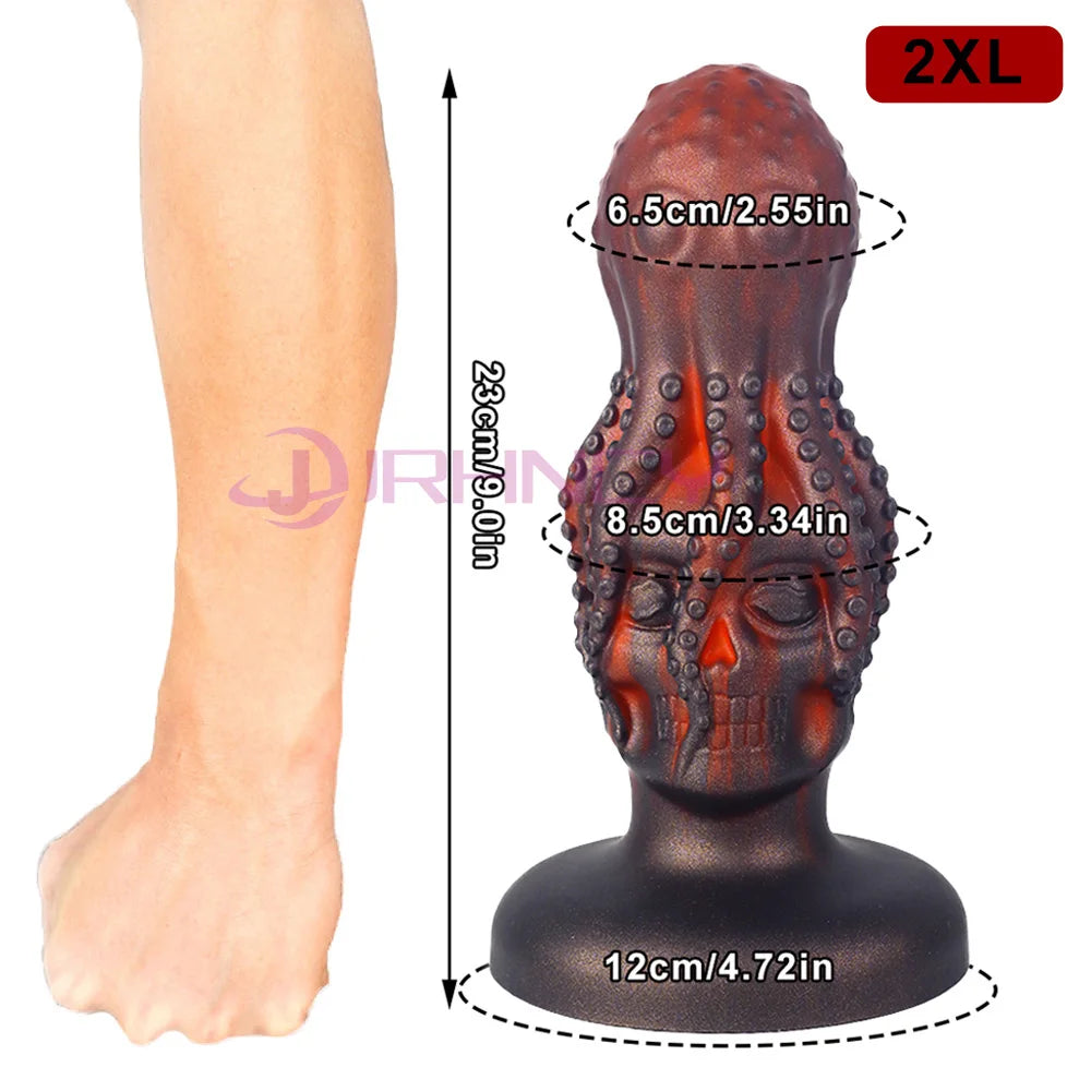 10cm Skull Anal Toys for Man 18+  Silicone Platinum Liquid SiliconeAnalyse Dildo Adult Sex Toy for Women Men Butplug