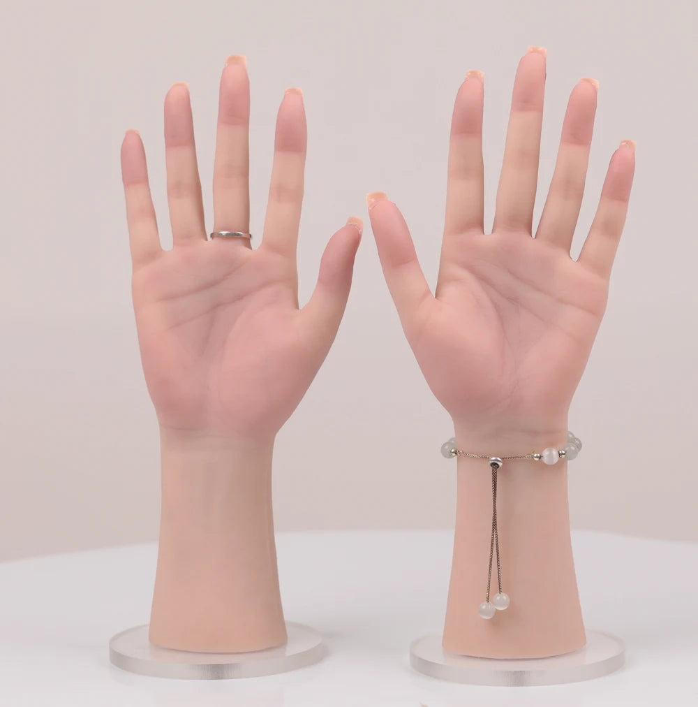 Herpinker High Quality Realistic Silicone Mannequin Hand Lifelike Soft Model Hand Display Jewelry Manicure Teaching Hand