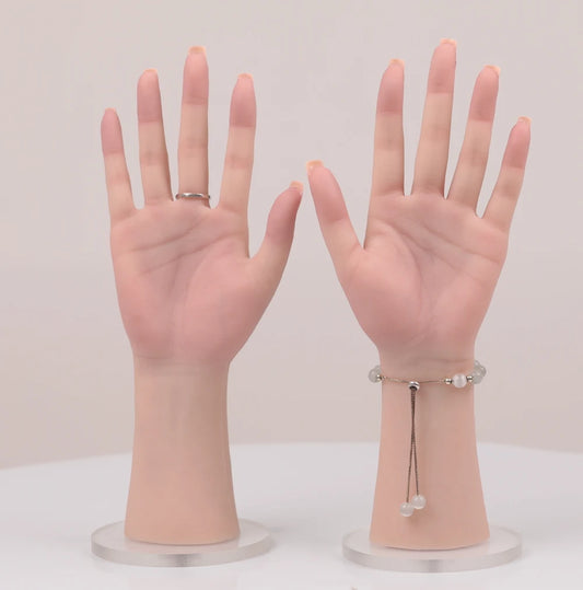 Herpinker High Quality Realistic Silicone Mannequin Hand Lifelike Soft Model Hand Display Jewelry Manicure Teaching Hand