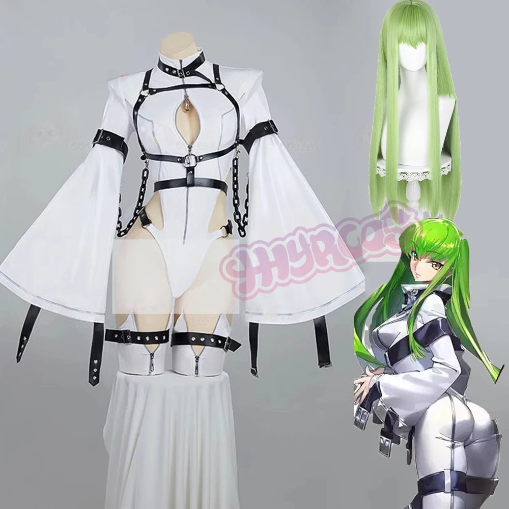 Battle Uniform Cosplay Costume PU Leather Big Sleeves Slim-Fit Jumpsuits Bunny Girl Outfit Halloween Role Play Wig Accessories