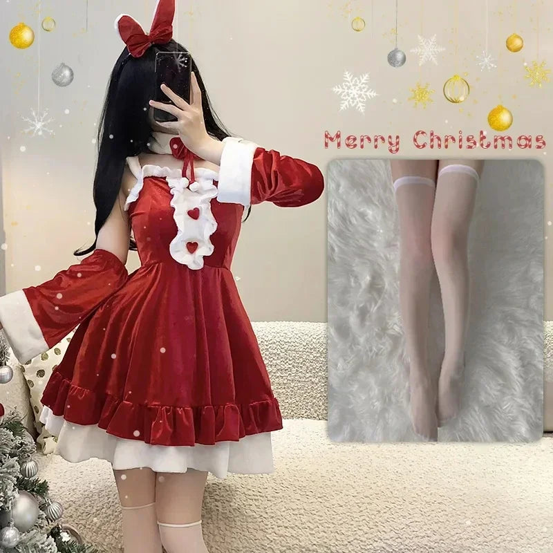 Christmas Sexy Lingerie Dress Sweet Bunny Girl Costume Rabbit Woman Set Cosplay Costume Role Play Uniform Stage Performance Set