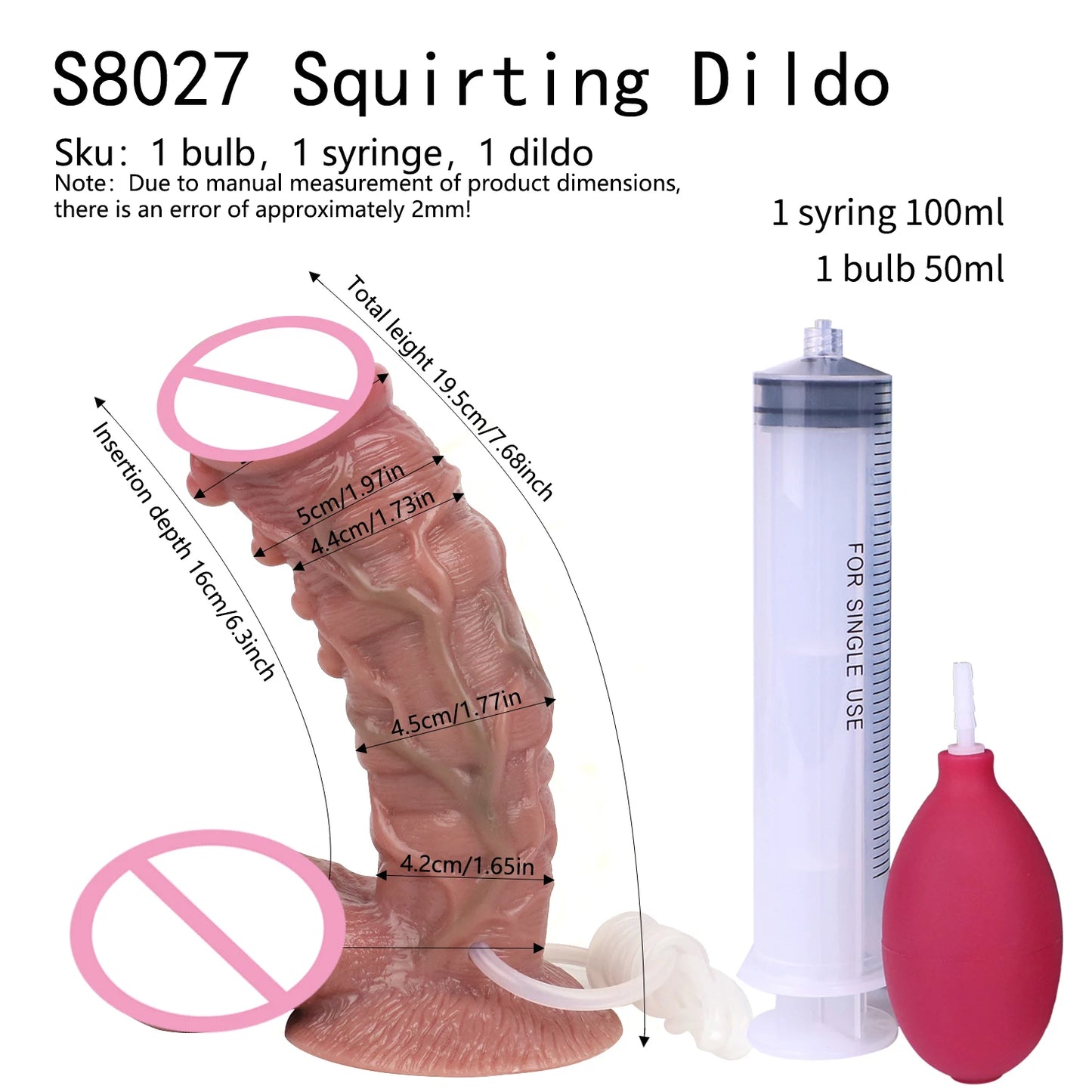 ASHBURN™ MULTIPLE STYLES Squirting + Inflatable Silicone Thick Ejaculation Realistic Dildo With Sucker – Mixed Silicone Power Toy