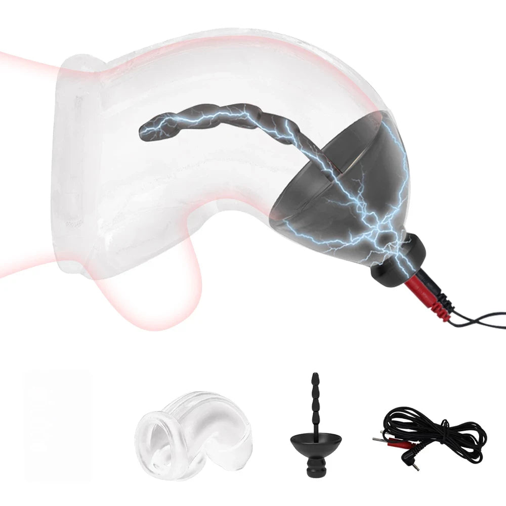 Electric Shock Penis Plug Cock Ring Chastity Cage Penis Electric Stimulator Bdsm Extreme Tazer Masturbator Male Urethral Dilator