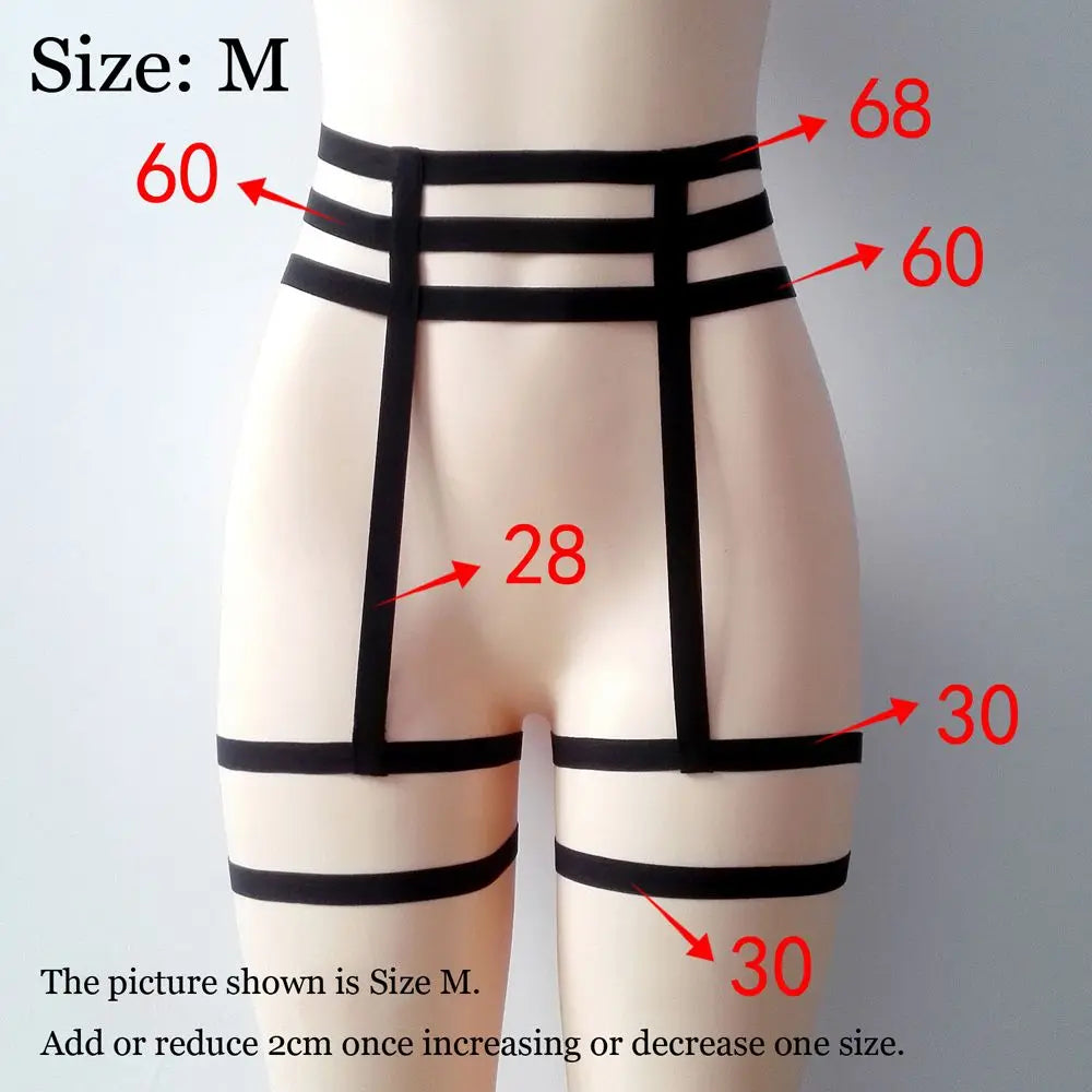 Elastic Cage Chain Suspender Strap Hollow Leg Garter Belt Harness