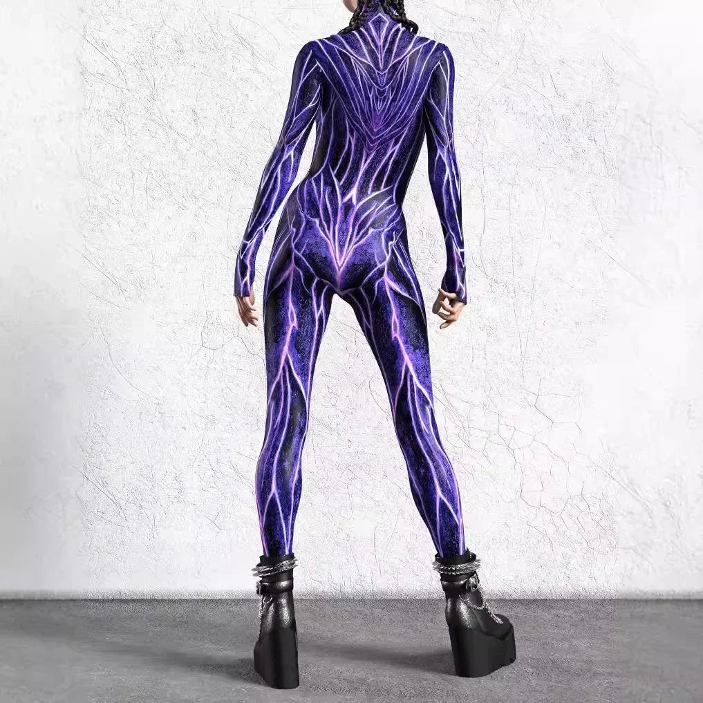 Psychedelic Mesh Cosplay Jumpsuit Catsuit Mesh Zentai Suit Rave Unique Suits Burning Man Festival Women Halloween Party Bodysuit