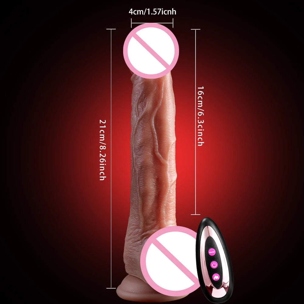ASHBURN Realistic Dildo WARM Thrusting Vibrator W/Remote Control Sex toys