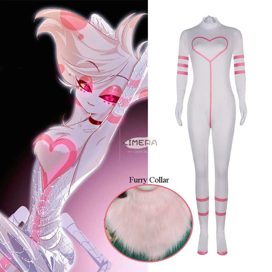 Hazbin Angel Dust Outfit Cosplay Hotel Costume Pink Wig Onsie Sexy Dance Set Clothes Anime Cosplay Angel Halloween Party Uniform
