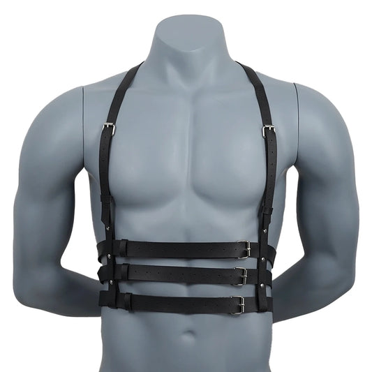 Men Harness BDSM Gay Pu Leather Harness Belt Adjustable Studded Decor Clothing Fetish Clothing Erotic Costume Bondage lingerie