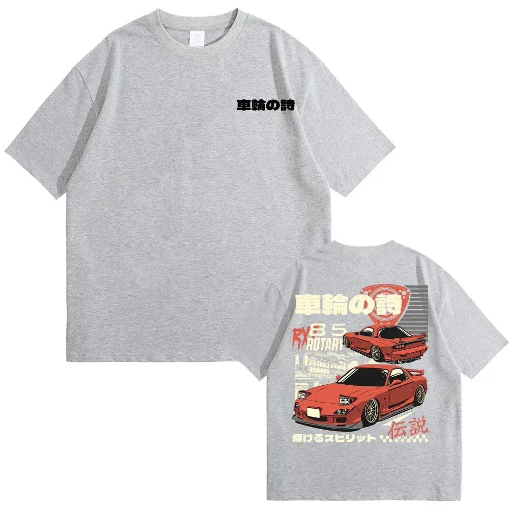2024 Anime Initial D Drift AE86 Print Tshirt RX-7 R34 Skyline GTR JDM Men's Vintage Harajuku Oversized T Shirts