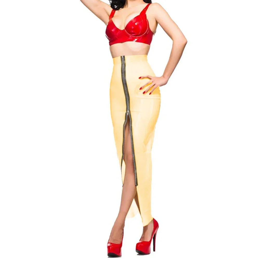 Plus Size Wrap Skirts High Waist Sexy Plastic Midi Skirts Transparent PVC Sissy Plastic Hip Wrap Skirts Women Bodycon Skirt 8XL