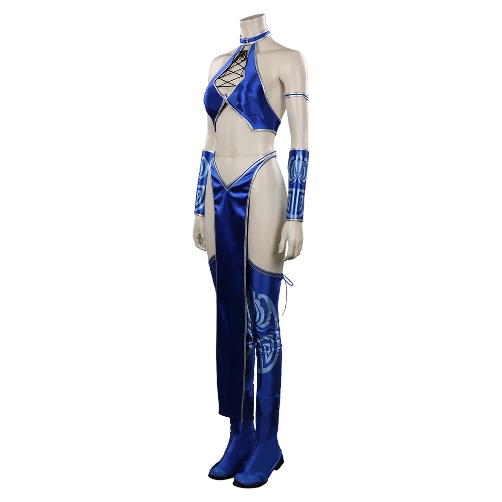 Adult Mortal Cosplay Kombat Kitana Cosplay Costume Women Bikini Top Shorts Mask Outfits Halloween Carnival Party Suit