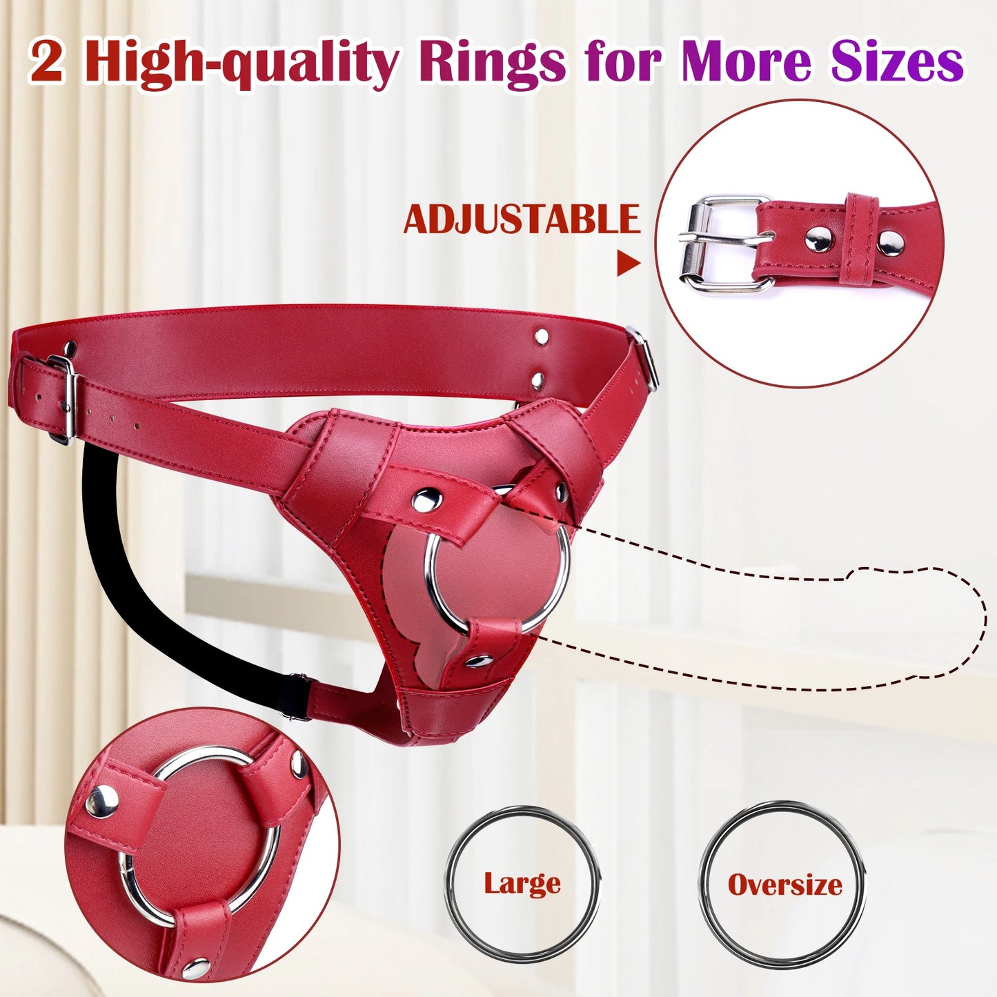Red Strap On Dildo Harness Adult Sex Toys for Women Men Pegging Dildo Adjustable Leather Belt for Lesbian Gay Couple Anal Play