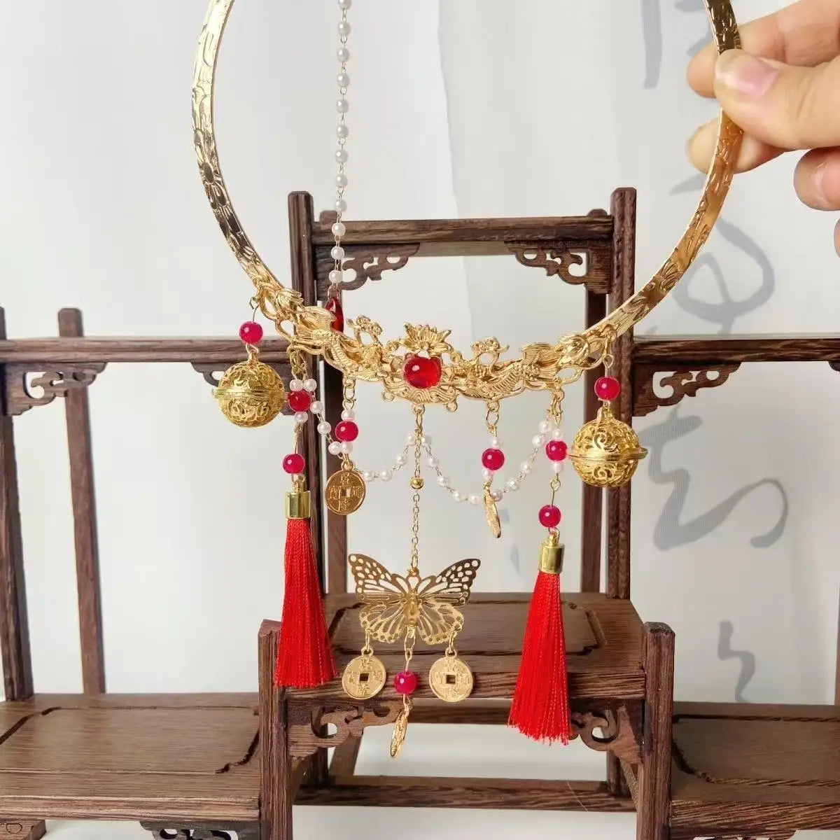 Heavenly Officials Bless Crown Prince Joy God Yue Shen's Wedding Dress Hair Crown Xie Lian Hair Crown Cosplay Han Fu Halloween