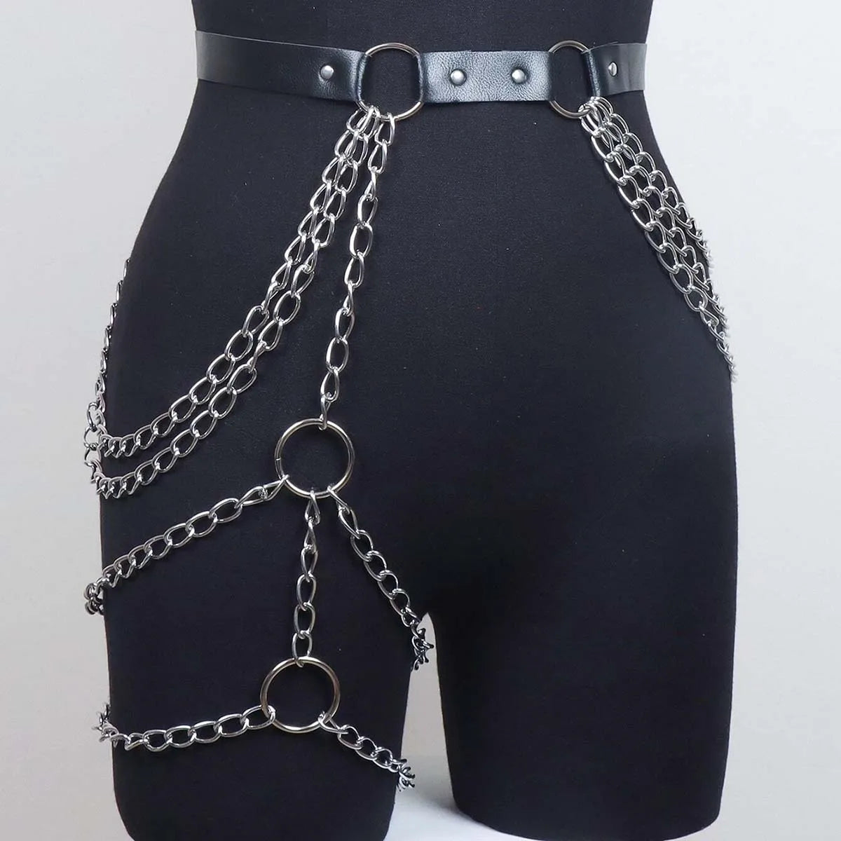 Women's sexy belly chain thigh strap leather underwear BDSM bondage strap leg chain Gothic fetish clothing
