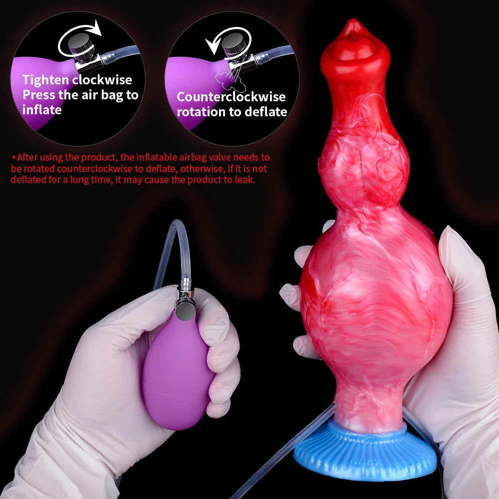 ASHBURN Squirting-Inflatable Fantasy Knot Dildo for Women Men with Quick Release Valve Stretch