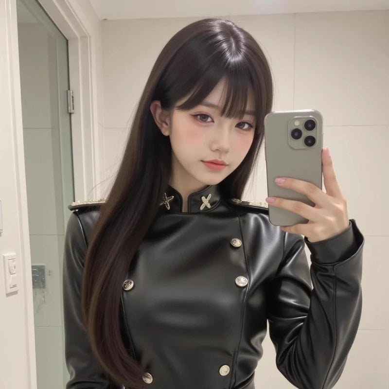 2025 New American Retro Sexy Black PU Leather Design Woman Dress Y2k Belted Slim Fit Female Punk Gothic Style Clubwear Outfits
