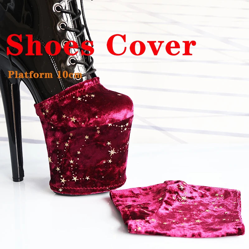 Colorful and colorful Velvet Women Boot Sandals Protective Cover 10CM Platform Shoes Cover Pole Dance  Dance Training  Cover