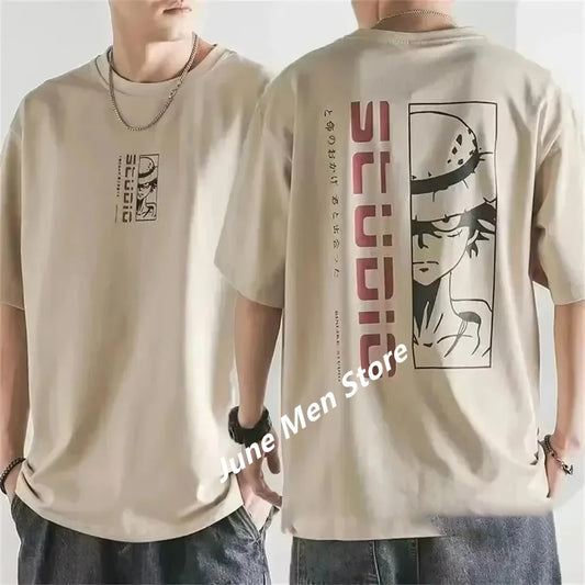 (Uniqlo）Japanes One Piece Cotton Luffy Tshirt Top Men Cotton T Shirt Summer Women Men Cotton Oversized Tshirt For Men Clothes