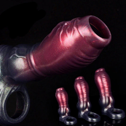 ASHBURN Silicone Dog Knot Penis Sleeve Extender Fantasy Sheath for Men Big Cock Penis Enlargement Tool Couple Sex Toy Adult 18+